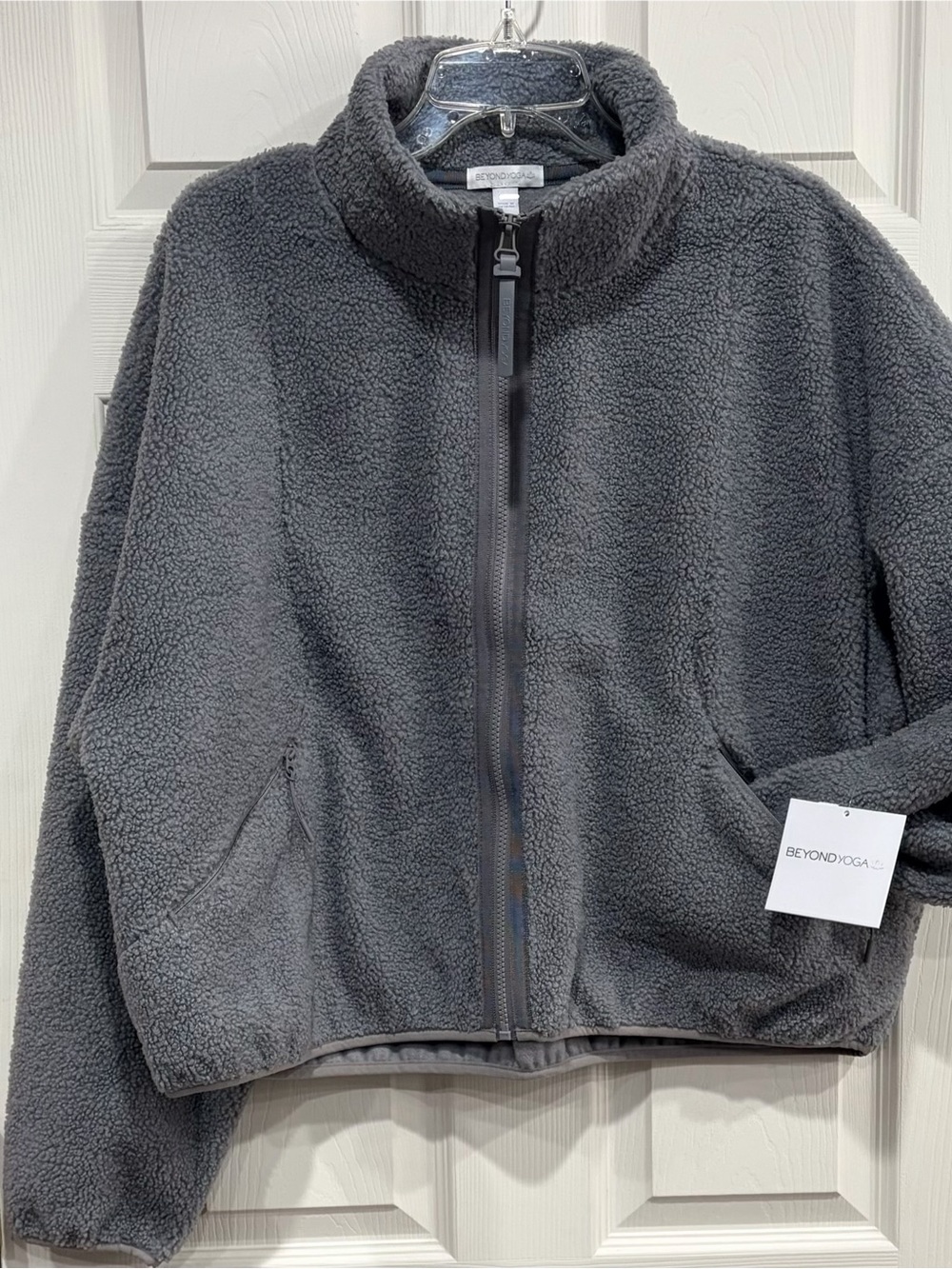 Beyond Yoga Women's Large Unity Zip Jacket Gray Heather NWT Hoodie Loose Fit